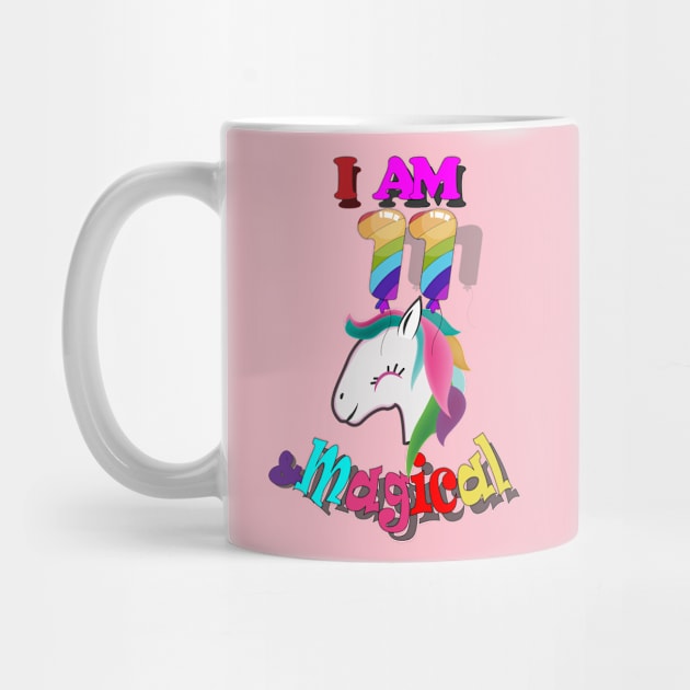 unicorn 11th birthday: I am 11 and magical by bratshirt